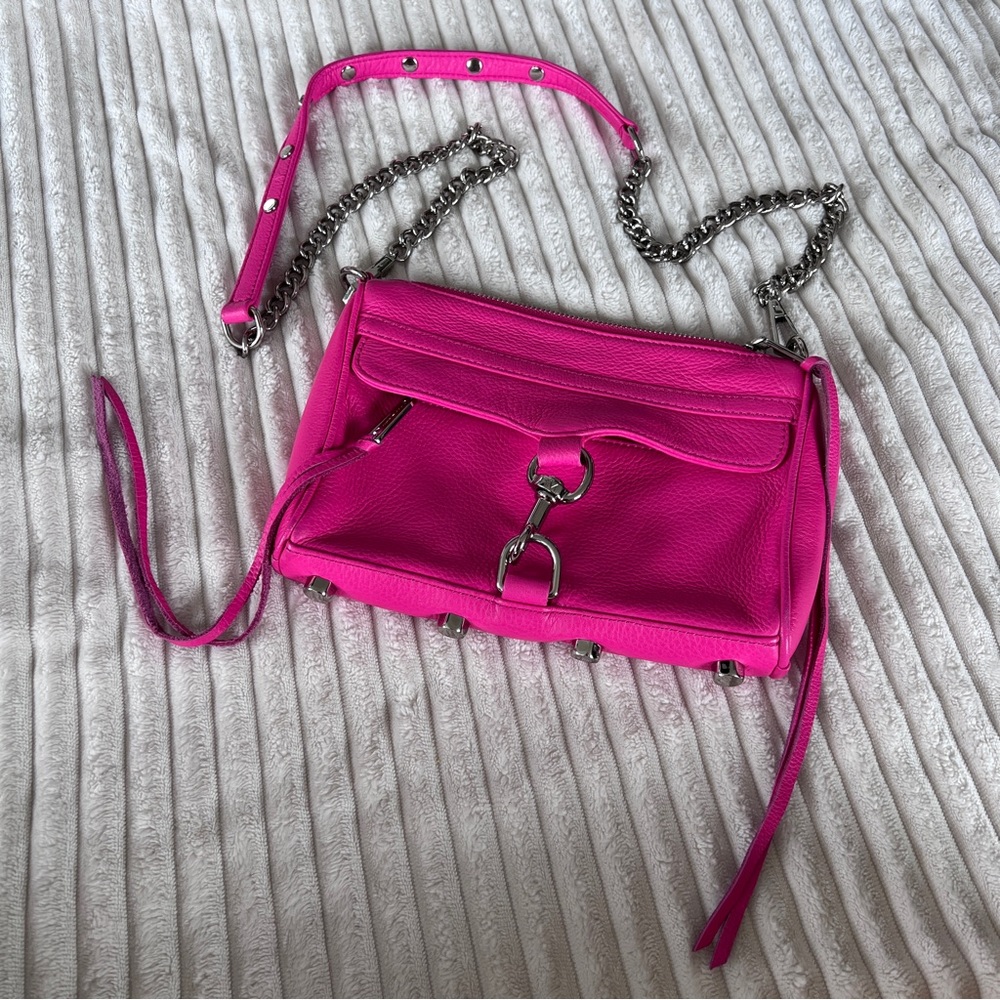 Hot pink leather crossbody